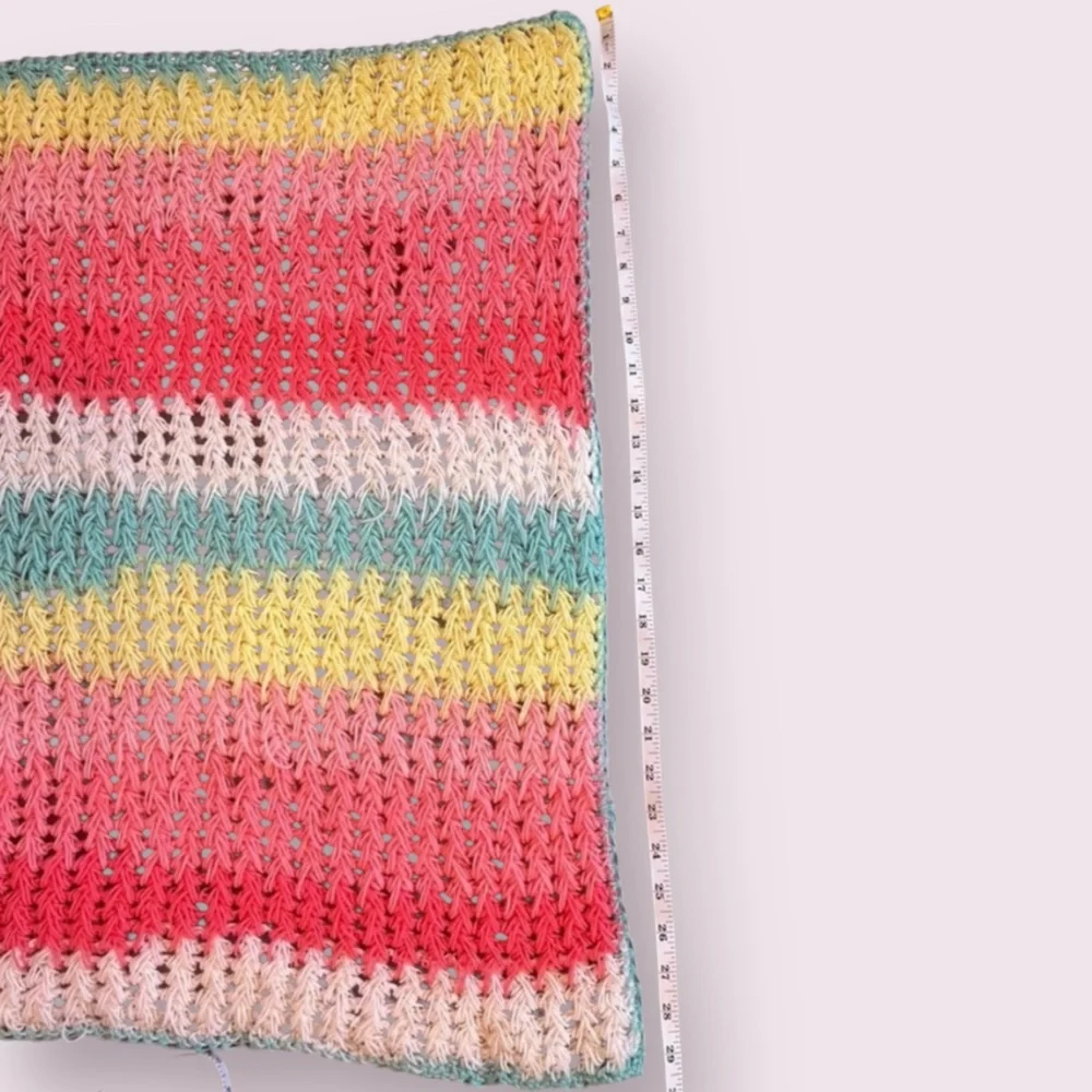 Handmade Baby Blanket – Pastel Rainbow Stripes in Airy Crochet Stitch